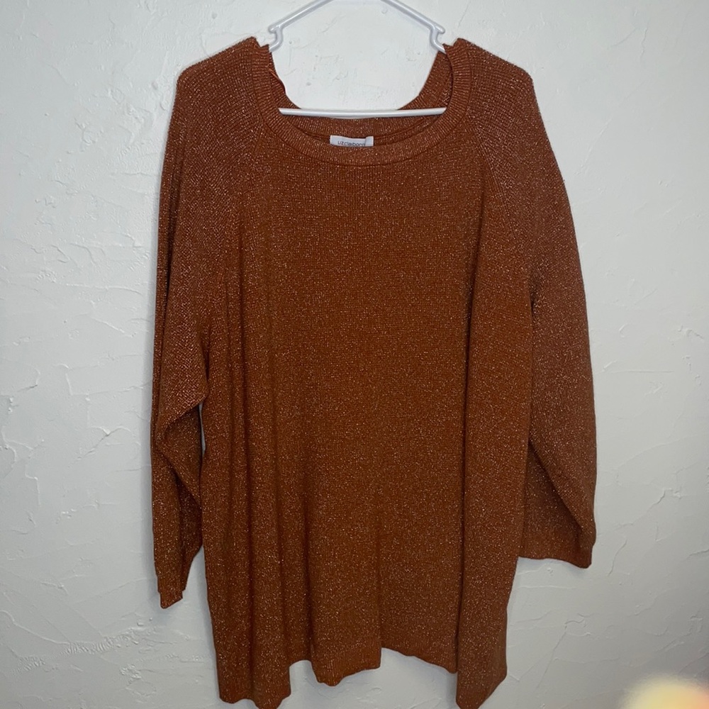 Liz Claiborne Plus Size Orange Metallic  Sweater